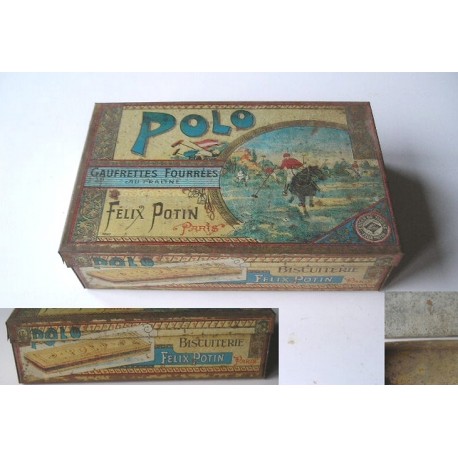 Boite en fer ancienne,  Félix Potin Paris Polo