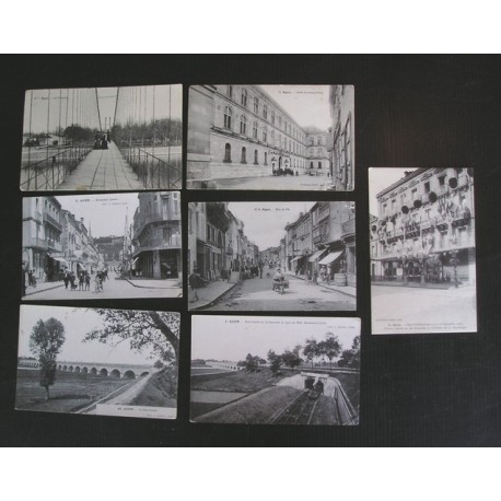 Lot de 7 cartes postales anciennes AGEN - 1900