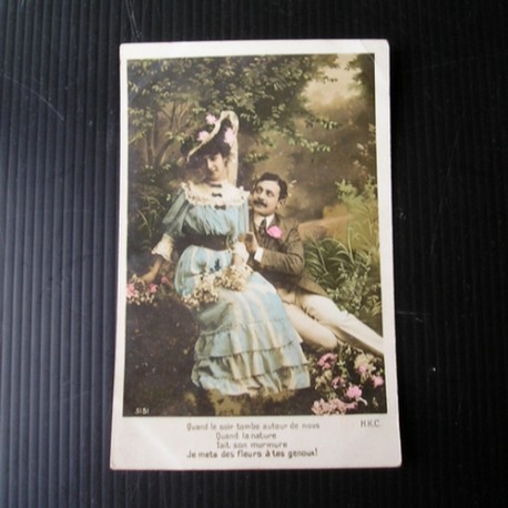 Carte postale ancienne , couple 1908