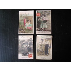 Lot de 4 cartes postales anciennes 1er avril, 1900