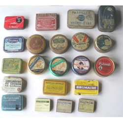 LOT de 21 boites en fer anciennes,de pastilles, pharmacie