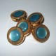 Bouton ancien vintage, bleu et or