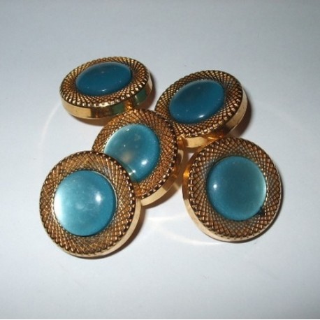 Bouton ancien vintage, bleu et or