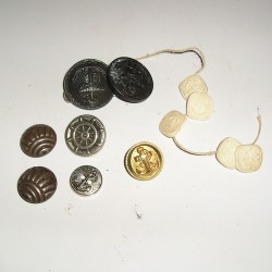 Lot de 12 Boutons anciens avec ancre de marine